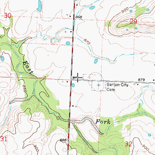 Topographic Map of Barton City School (historical), MO
