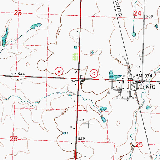 Topographic Map of Irwin School (historical), MO