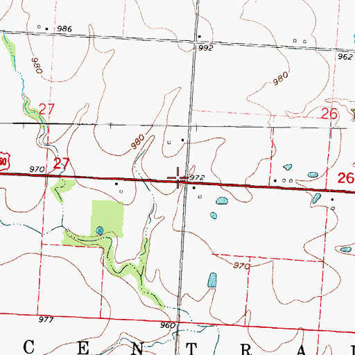 Topographic Map of Cross Roads School (historical), MO
