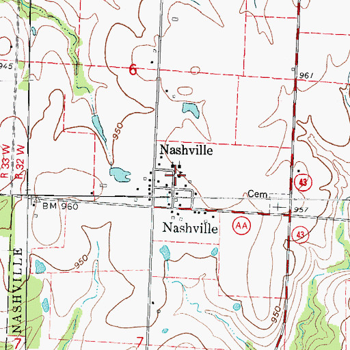 Topographic Map of Nashville School (historical), MO