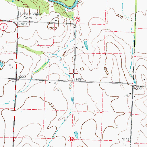 Topographic Map of Fairview School (historical), MO
