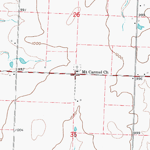 Topographic Map of Mount Carmel School (historical), MO