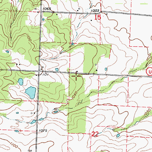 Topographic Map of Golden Grove School (historical), MO