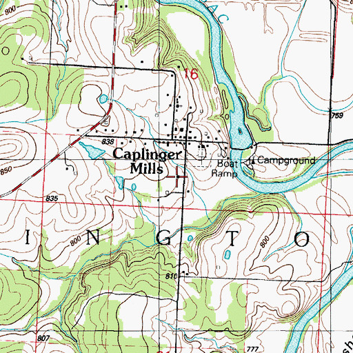 Topographic Map of Caplinger Mills School (historical), MO