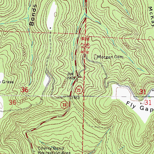 Topographic Map of Fly Gap (historical), AR