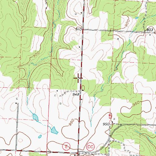 Topographic Map of Green Ridge School (historical), MO