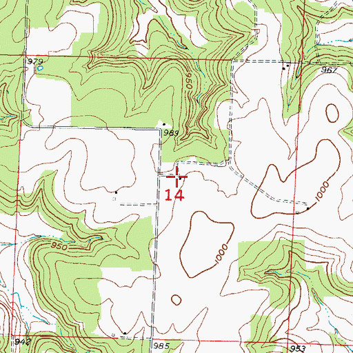 Topographic Map of Hudson School (historical), MO