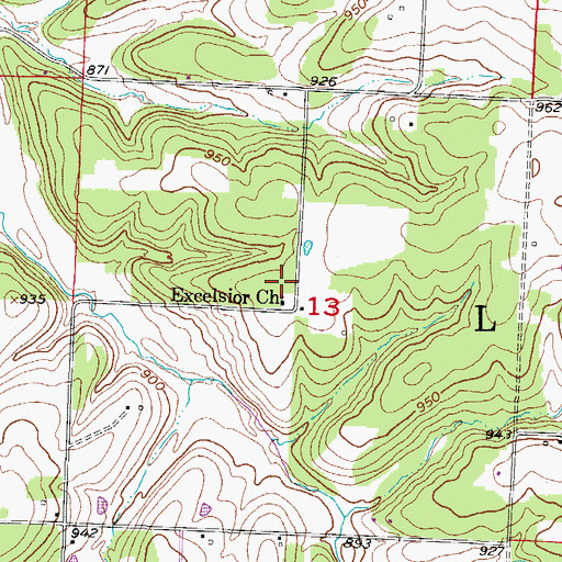 Topographic Map of Excelsior School (historical), MO