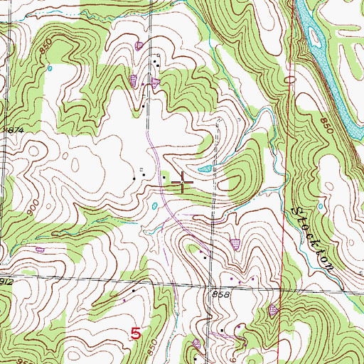 Topographic Map of Rose Hill School (historical), MO
