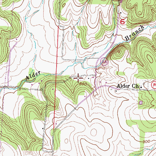 Topographic Map of Alder School (historical), MO