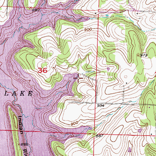 Topographic Map of El Dorado School (historical), MO