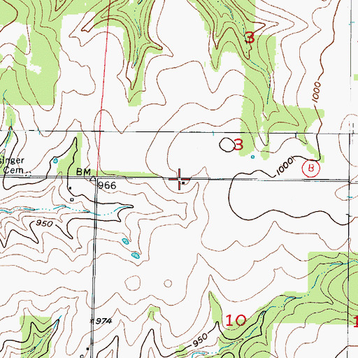 Topographic Map of Mount Olive School (historical), MO