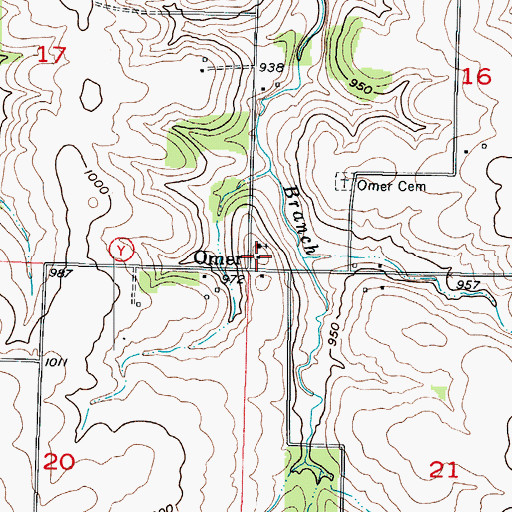 Topographic Map of Omer School (historical), MO
