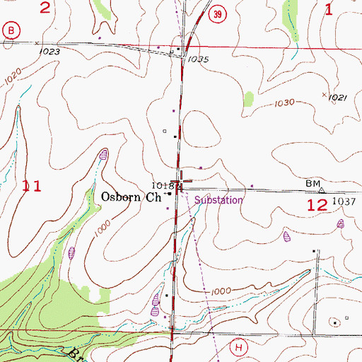 Topographic Map of Concord School (historical), MO