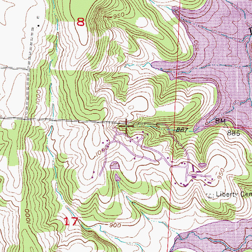 Topographic Map of Stony Point School (historical), MO