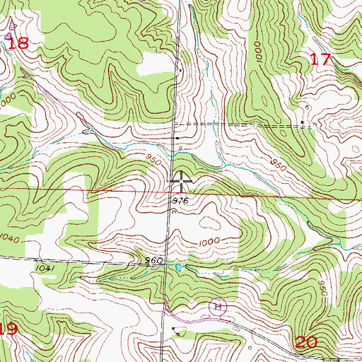 Topographic Map of Rowland School (historical), MO