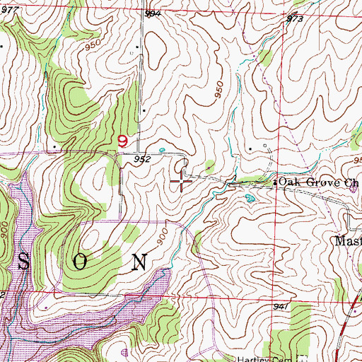 Topographic Map of Hartley School (historical), MO