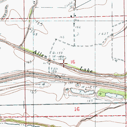 Topographic Map of Allen Lake, AR