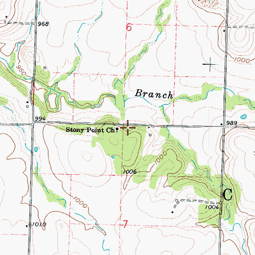 Topographic Map of Stony Point School (historical), MO