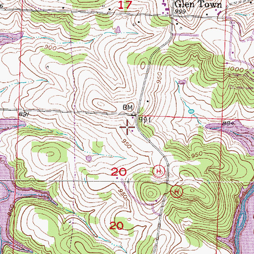 Topographic Map of Cave School (historical), MO
