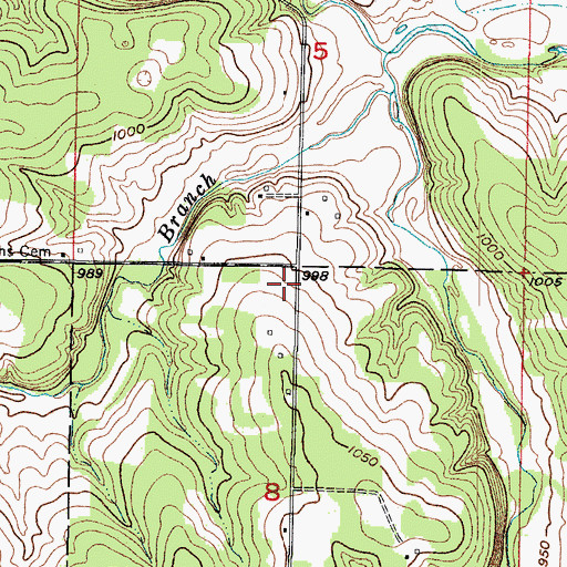 Topographic Map of Rocky Hill School (historical), MO