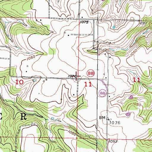 Topographic Map of Oak Grove School (historical), MO