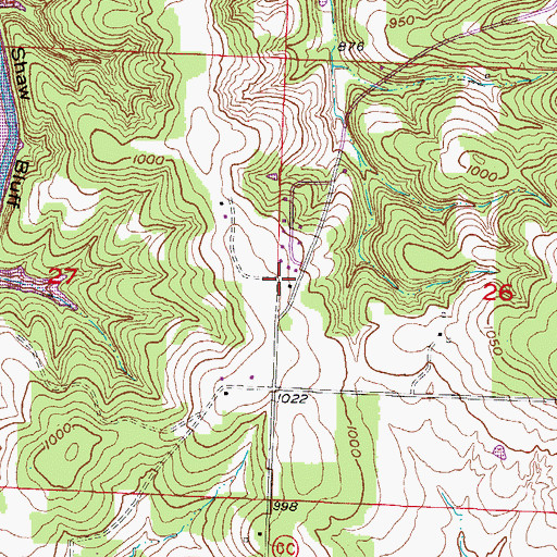 Topographic Map of Sand Mountain School (historical), MO
