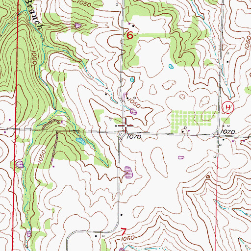 Topographic Map of Fairview School (historical), MO