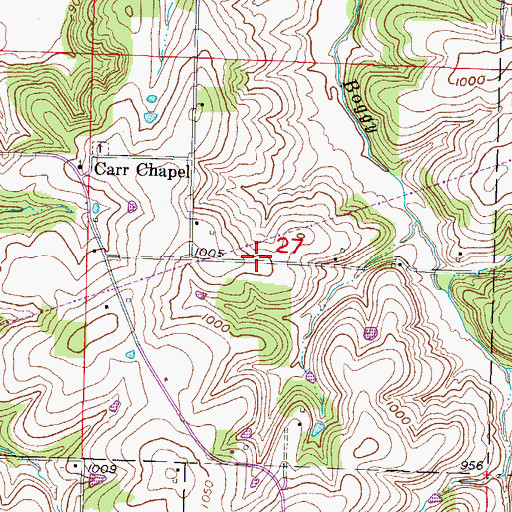 Topographic Map of Shady Grove School (historical), MO