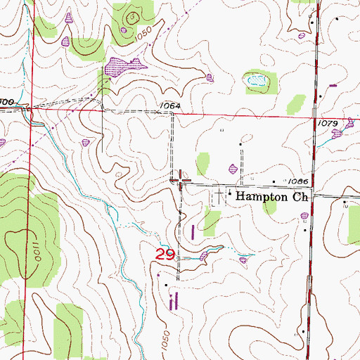 Topographic Map of Hampton School (historical), MO