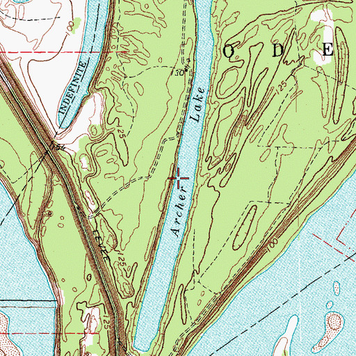 Topographic Map of Archer Lake, AR