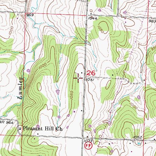 Topographic Map of Pleasant Hill School (historical), MO