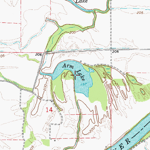 Topographic Map of Arm Lake, AR