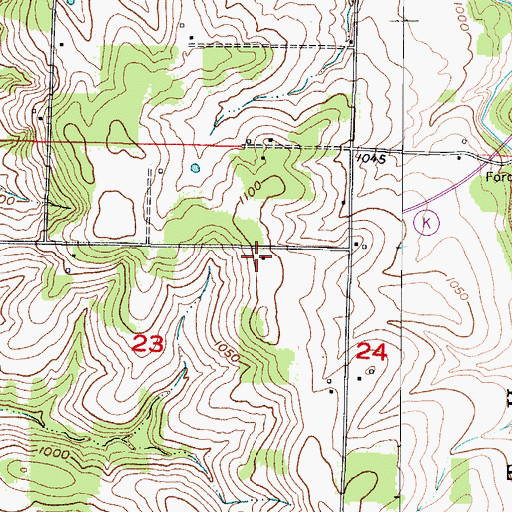 Topographic Map of Meek School (historical), MO