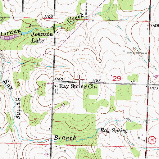 Topographic Map of Ray Springs School (historical), MO