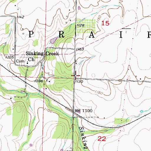 Topographic Map of Grove School (historical), MO