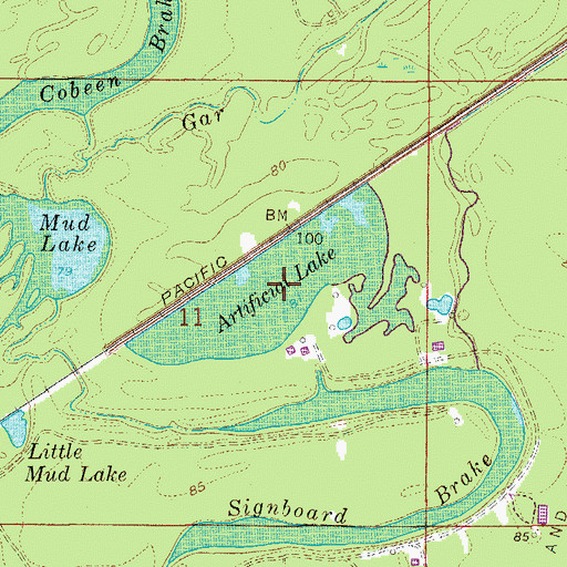 Topographic Map of Artificial Lake, AR