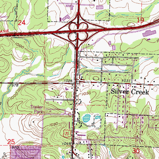 Topographic Map of Silver Creek School (historical), MO