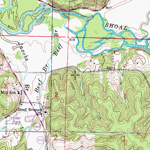 Topographic Map of Redding School (historical), MO