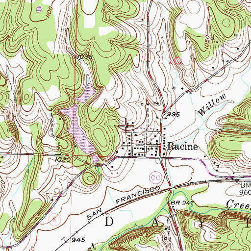 Topographic Map of Racine School (historical), MO