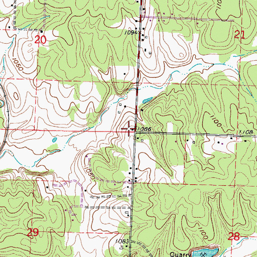 Topographic Map of Rheinmiller School (historical), MO