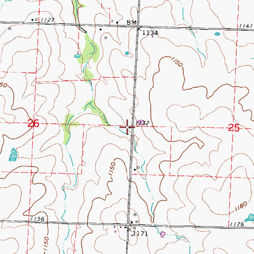Topographic Map of Cawyer School (historical), MO