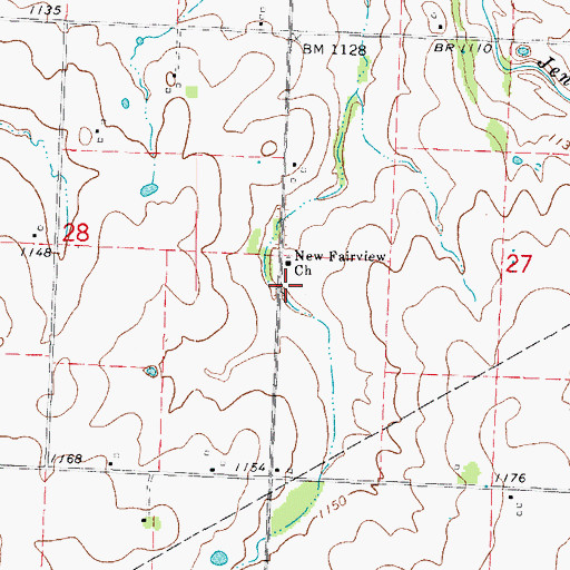 Topographic Map of Fairview School (historical), MO