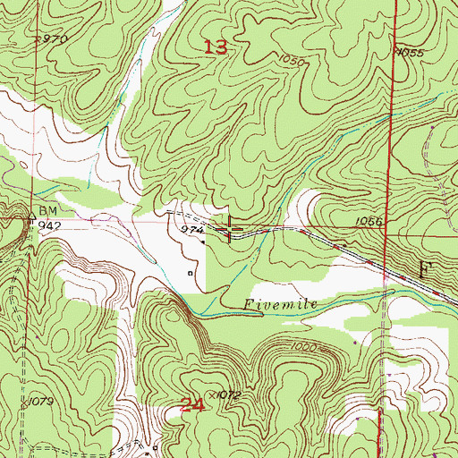 Topographic Map of Five Mile School (historical), MO