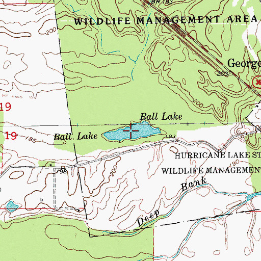 Topographic Map of Ball Lake, AR