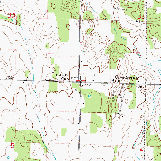 Topographic Map of Alcora, MO
