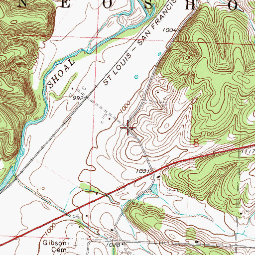 Topographic Map of Kiddo School (historical), MO