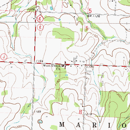 Topographic Map of West Union School (historical), MO