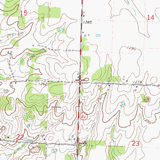 Topographic Map of Fairview School (historical), MO