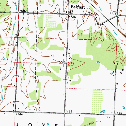 Topographic Map of Belfast School (historical), MO